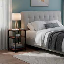 Szafka nocna, stolik z półkami do sypialni 35x31x59 cm nakastnik, ciemnobrązowy