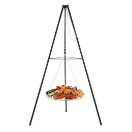 Grill ogrodowy, wiszący na stojaku z regulacją wysokości, ruszt 50 cm
