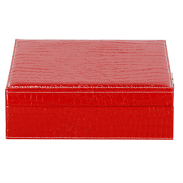 Szkatułka na biżuterię ekoskóra 26x26x8,5 cm czerwony organizer z przegródkami
