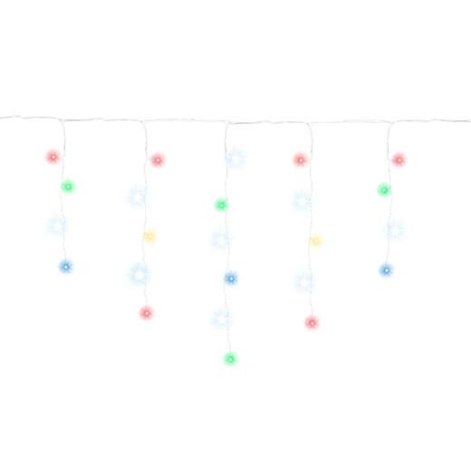 Kurtyna świetlna 300 led girlanda, lampki wewnętrzno-zewnętrzne sople multikolor z zimnym białym flash