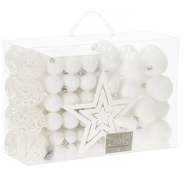 Bombki choinkowe 100 szt. biały zestaw choinkowy