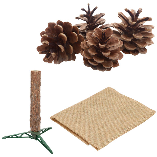 Choinka na pniu 140 cm sztuczna sosna diamentowa ośnieżona premium ze stojakiem i jutą