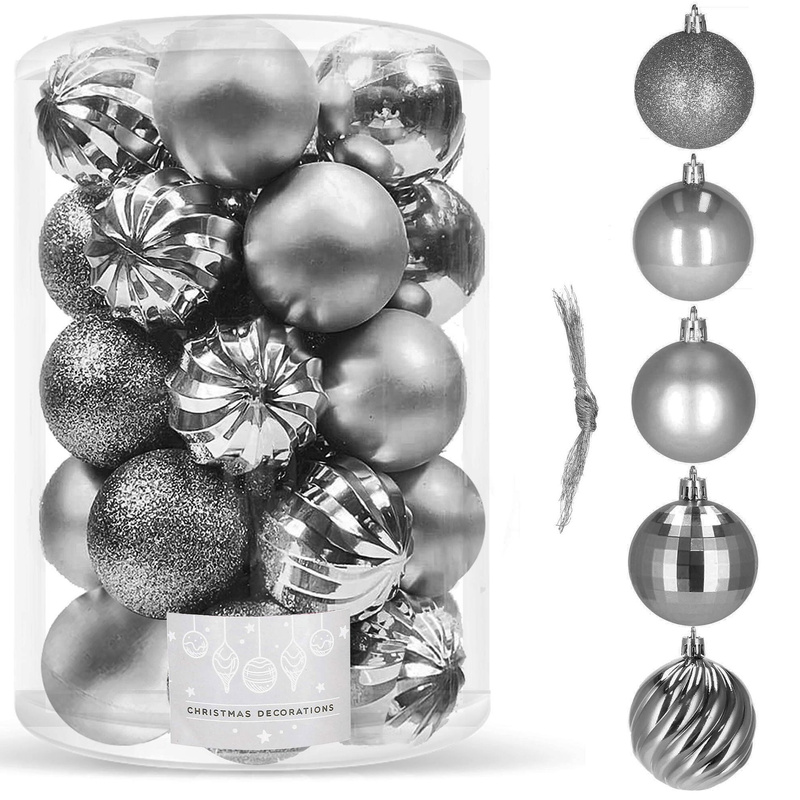 Bombki choinkowe 20 szt. ozdoby świąteczne szary