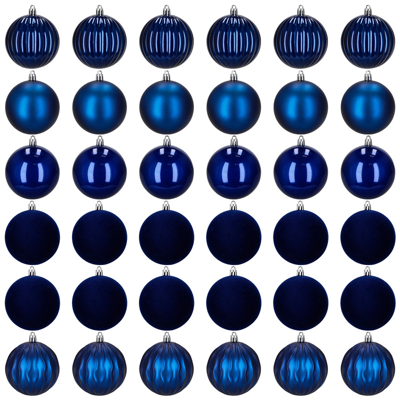 Bombki choinkowe 36 szt. zestaw dekoracji świątecznych, nietłukące, granatowe