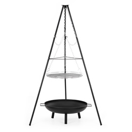 Grill ogniskowy, wiszący na stojaku z regulacją wysokości, palenisko, ruszt 50 cm