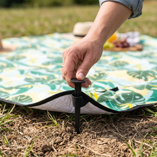 Koc piknikowy plażowy 200x200 cm na biwak kemping mata z izolacją