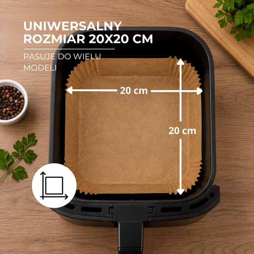 Wkłady papierowe do Airfryer 300 szt. tacki do frytkownicy beztłuszczowej 20x20 cm