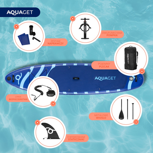 Deska pompowana do pływania SUP 350 cm paddleboard komplet z wiosłem i wyposażeniem 