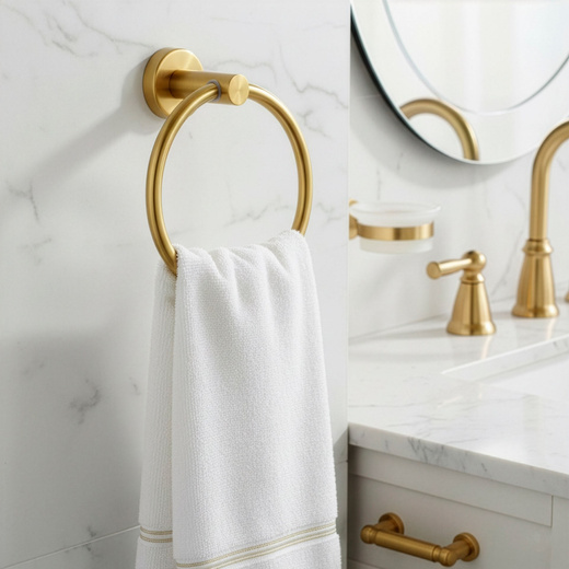 Wieszak na ręczniki, łazienkowy okrągły, uchwyt na ręczniki, złoty