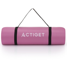 Mata do ćwiczeń 183x61 cm antypoślizgowa NBR do jogi, stretchingu z uchwytem różowa