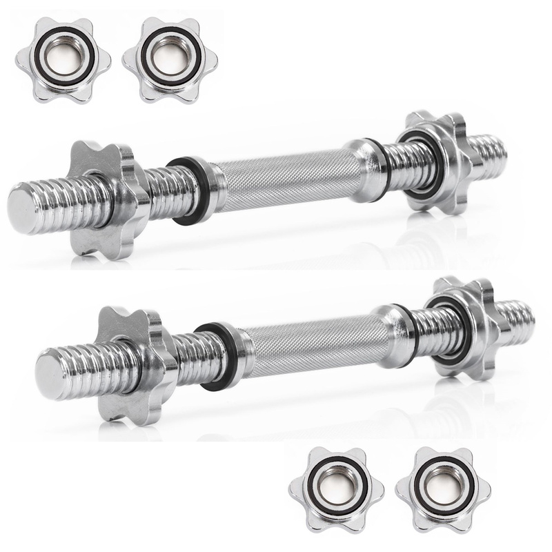 Gryf krótki 36 cm do hantli z zaciskami zestaw 2 szt. gwintowane śr. 28 mm stal chromowana