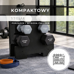 Hantle na stojaku zestaw 6 szt. obciążenia 1 kg, 2 kg, 3 kg do fitnessu, treningu domowego