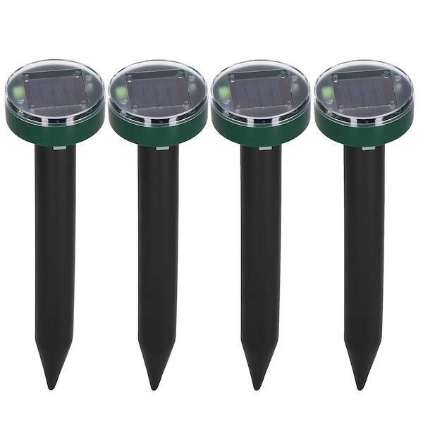Solarny odstraszacz kretów 4 szt. na nornice, kuny i inne gryzonie czarno-zielony