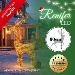 Renifer świąteczny 80 LED świetlna dekoracja do ogrodu biały ciepły