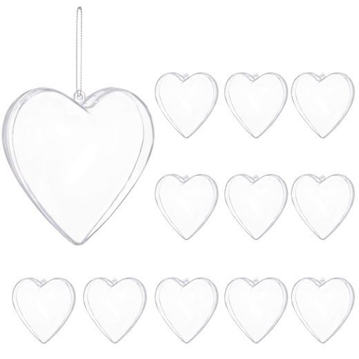 Bombki akrylowe 10cm serce plastikowe decoupage zestaw 12 szt.