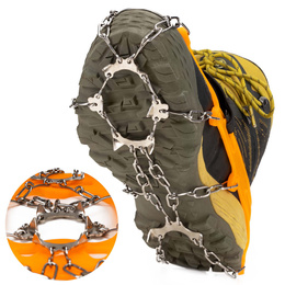 Raczki na buty stalowe antypoślizgowe turystyczne nakładki rozmiar 40-45 pomarańczowe