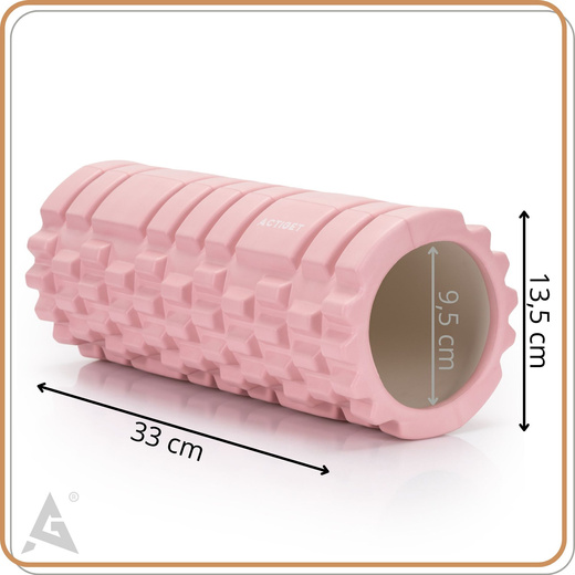 Wałek do masażu, średnio twardy, roller z wypustkami, różowy