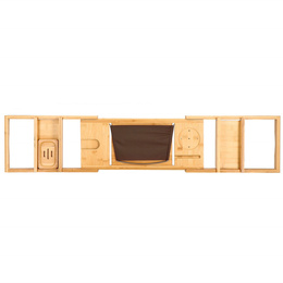 Półka na wannę regulowana 75-110,5 cm, nakładka bambusowa