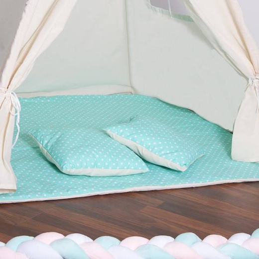 Namiot Tipi dla dzieci wigwam miętowy w kropki 