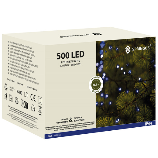 Lampki choinkowe 500 Led niebieski 41,5m oświetlenie świąteczne IP44