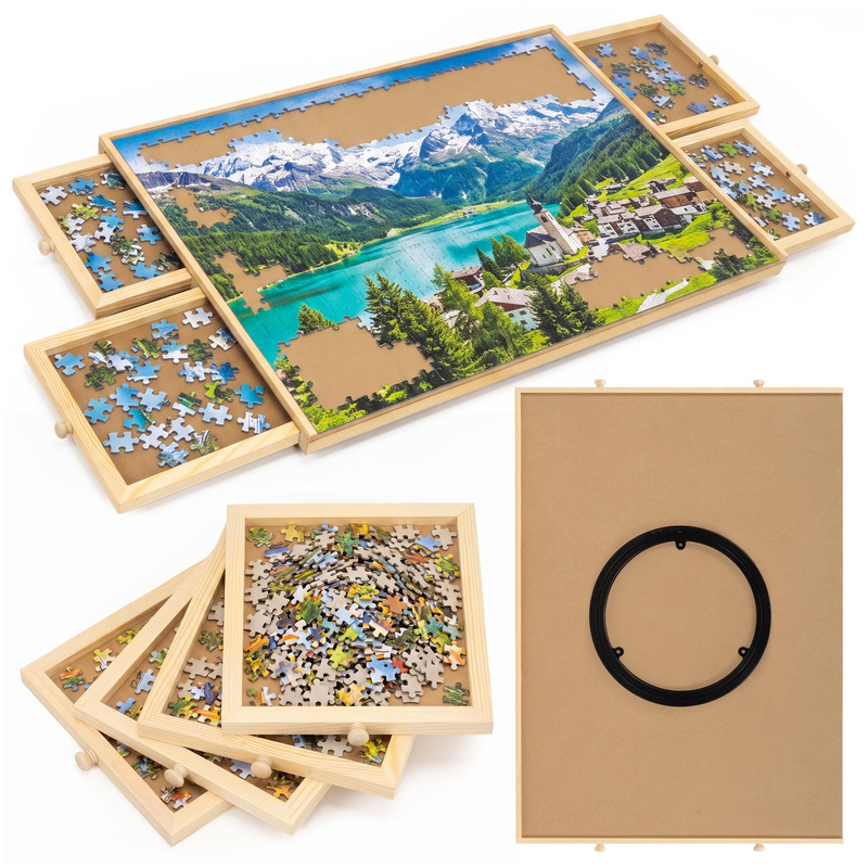 Tablica do układania na 1000 puzzli, 4 szuflady, mata, podkładka obrotowa