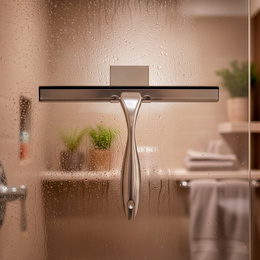 Ściągaczka do szyb, kabiny prysznicowej, łazienkowa ze stali nierdzewnej z uchwytem, srebrna