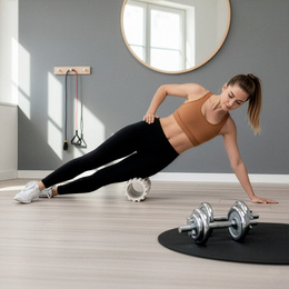 Wałek do masażu, średnio twardy, roller z wypustkami, jasny beż