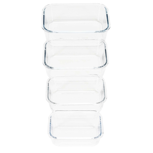Pojemniki kuchenne na żywność z pokrywkami zestaw 4 szt. szklane, przeźroczysty