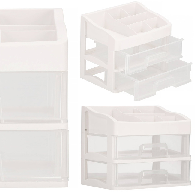 Organizer na kosmetyki 34x30x25cm mleczny pojemnik na biżuterię z przegródkami