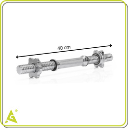 Gryf krótki 40 cm do hantli z zaciskami zestaw 2 szt. gwintowane, śr. 28 mm stal chromowana