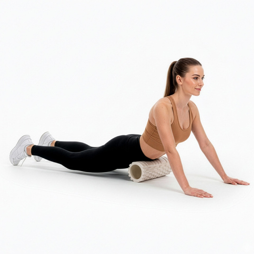 Wałek do masażu, średnio twardy, roller z wypustkami, jasny beż