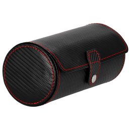 Szkatułka na zegarki czarna carbon organizer z 2 przegródkami