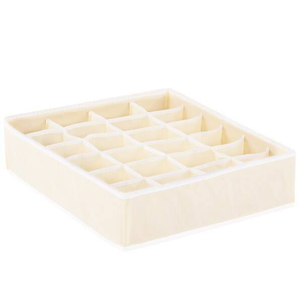 Organizer do szuflady na bieliznę z 24 przegródkami beżowy