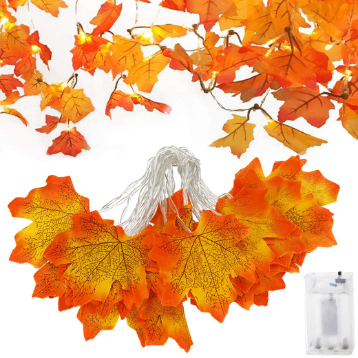 Lampki liście dekoracja jesień girlanda łańcuch świetlny na baterie 20 LED