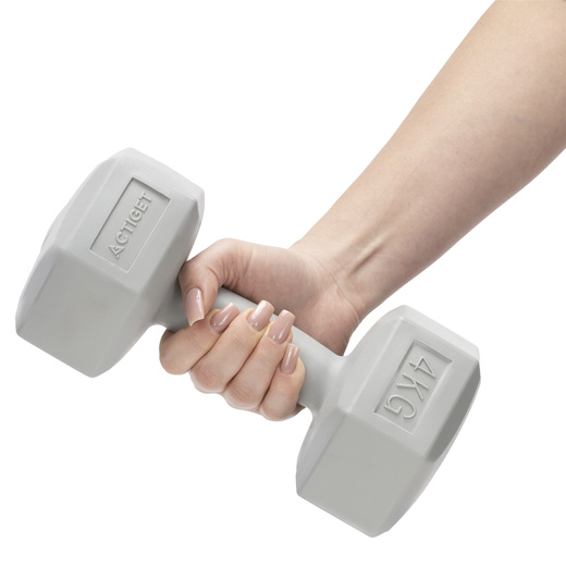 Ciężarki 2x4 kg hexagonalne do ćwiczeń fitness hantle zestaw 2 szt. szare