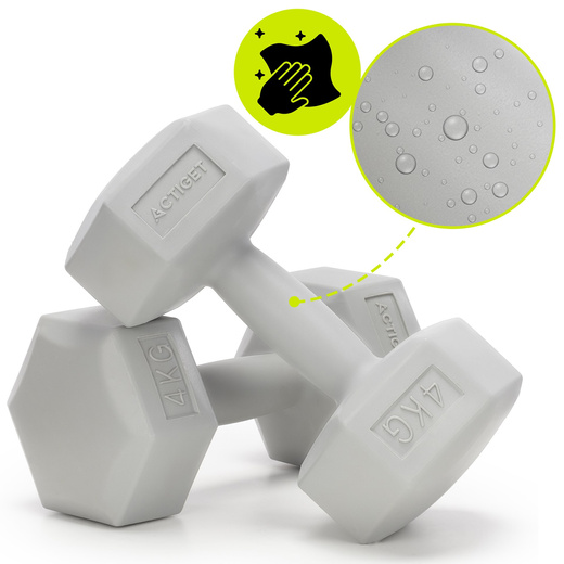 Ciężarki 2x4 kg hexagonalne do ćwiczeń fitness hantle zestaw 2 szt. szare