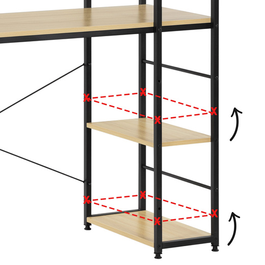 Biurko komputerowe z regałem nowoczesne, stolik loft 120x48x122 cm jasny brąz