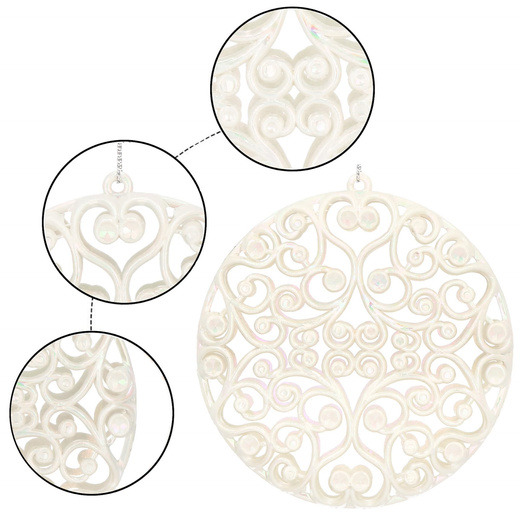 Zawieszka choinkowa kremowa okrągła dekoracja na choinkę 9 cm