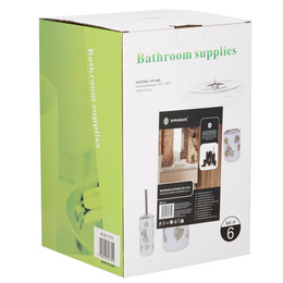 Zestaw łazienkowy 6w1 akcesoria do wc łazienki loft szczotka kubki kosz dozownik czarny