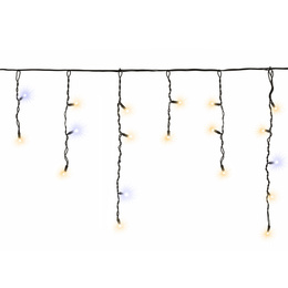 Kurtyna świetlna PRO 50 LED sople 2,5m IP65 lampki zewnętrzne ciepły biały + zimny biały flash, pilot z funkcją timer