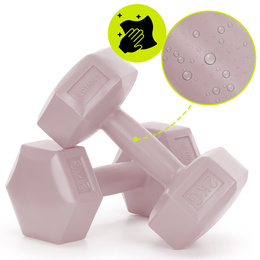 Ciężarki 2x2kg hexagonalne do ćwiczeń fitness hantle zestaw 2 szt. różowe