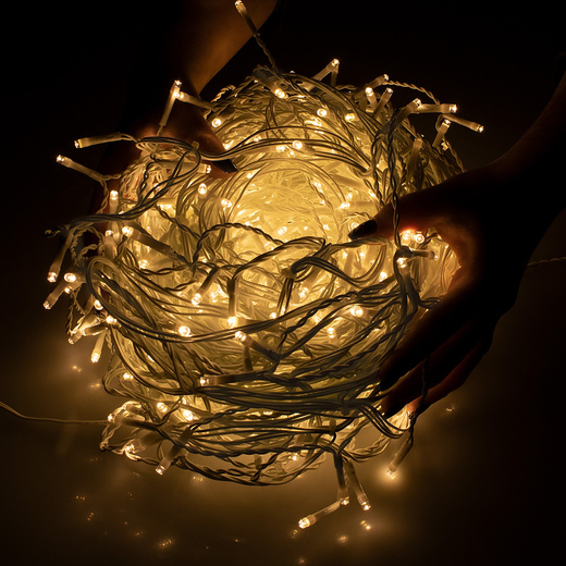 Kurtyna świetlna 1000 led girlanda, lampki wewnętrzno-zewnętrzne sople ciepły biały