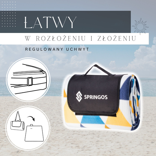 Koc piknikowy plażowy biwak springos 200x200 mata