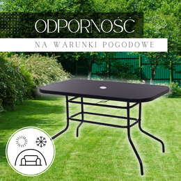 Meble ogrodowe metalowe zestaw stół 140x80 cm i 6 krzeseł na taras balkon czarno-brązowe