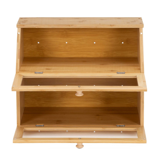 Chlebak zamykany, dwupoziomowy, szafka na pieczywo, bambusowy