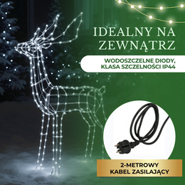 Renifer Led 115 cm świąteczny z ruchomą głową świetlna dekoracja do ogrodu biały zimny