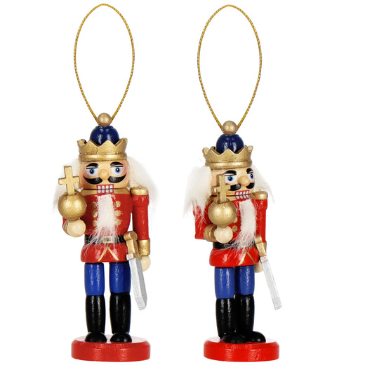 Zawieszki choinkowe 6 szt. drewniany dziadek do orzechów 8 cm świąteczna ozdoba 