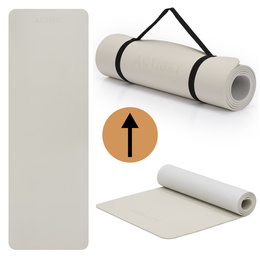 Mata do jogi, ćwiczeń fitness 183x61 cm antypoślizgowa, materac do stretchingu, jasny beż