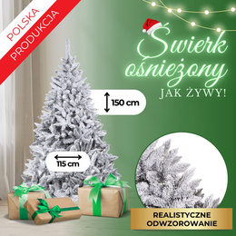 Choinka sztuczna 150 cm świerk ośnieżony drzewko bożonarodzeniowe