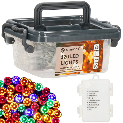 Lampki choinkowe 120 Led multikolor z programatorem na baterie